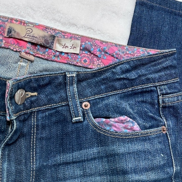 Paige Lou Lou blue denim jeans, button and zipper fly fading &whiskering Altered - Picture 7 of 10